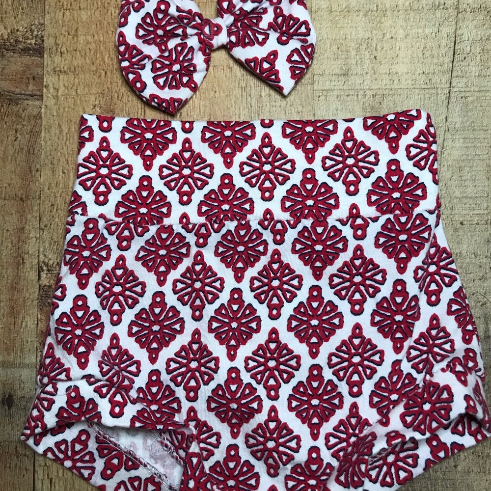 6/9 months bummies with matching hair bow
